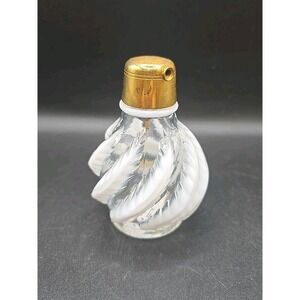 Vintage DeVilbiss Glass Perfume Bottle White Opalescent Swirl Vanity Decor